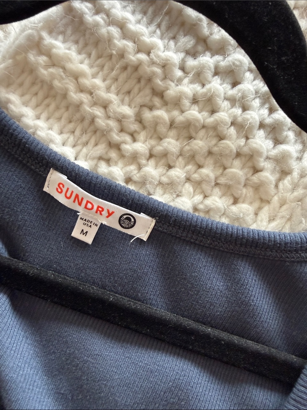 Sundry Ribbed Scoop Neck Top - Blue - Picture 2 of 4